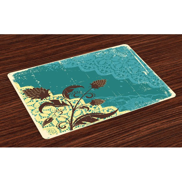 Vintage Placemats Set of 4 Flower Arrangement Lacework Old Aged