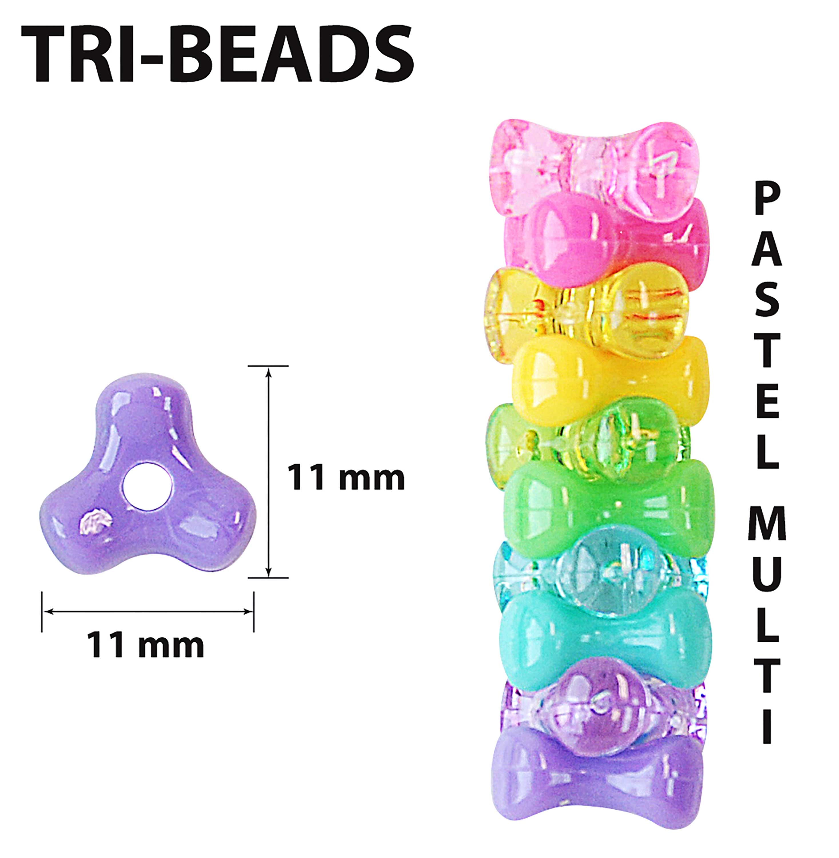 (3 pack) Hello Hobby Shaped Bead Mix, Tri Bead, 650 Pieces, Beads for Jewelry Making and DIY Crafts