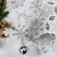 thumbnail image 5 of OVZME Christmas Snowflakes Table Runner 90 inches Long, Metallic Embroidered Cutwork Sparkle Silver Table Runners Luxury Holiday Tabletop Collections Farmhouse Winter Table Centerpieces,13x90 Inch, 5 of 6