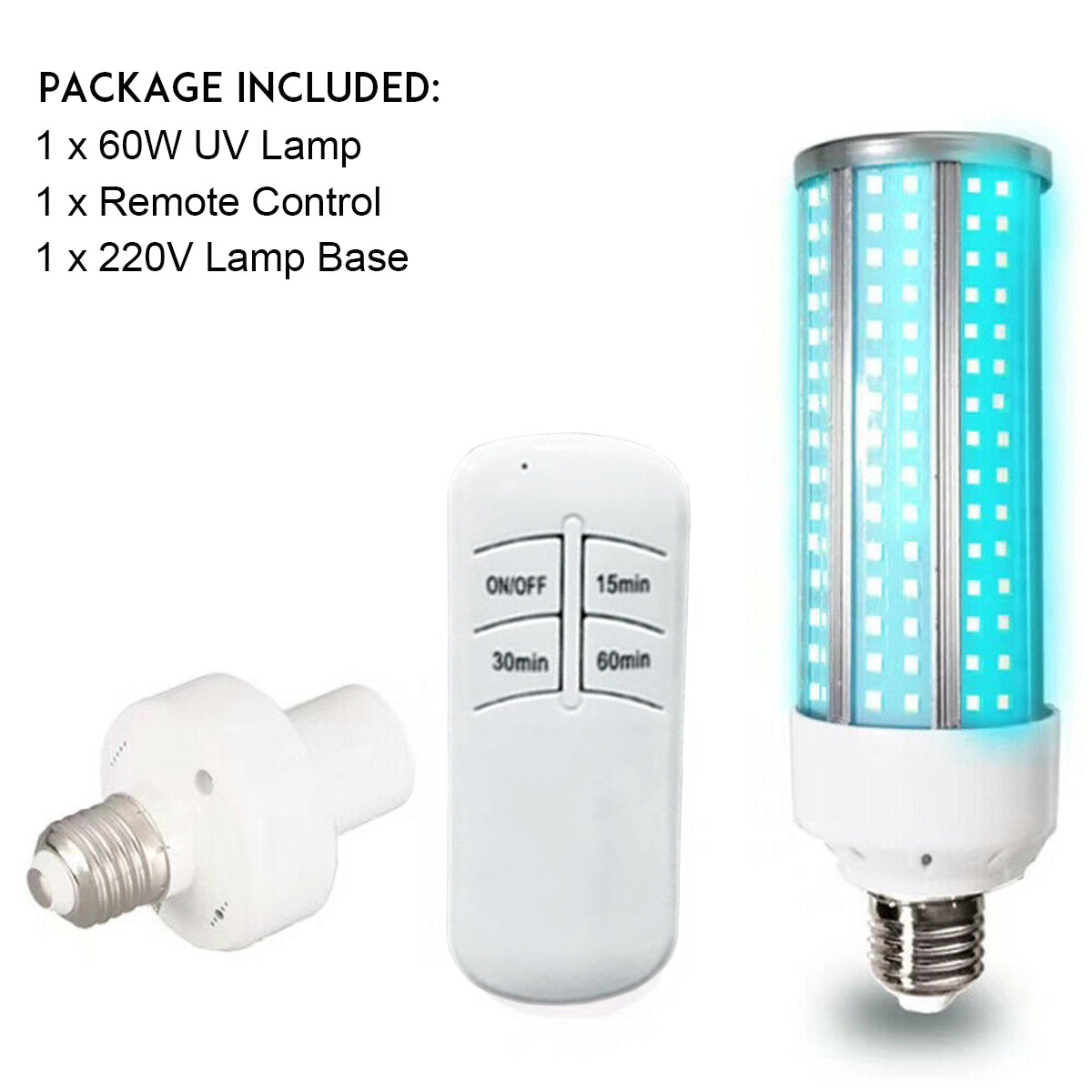 60W UV Ozone Germicidal Sterilizer UVC Corn Light Bulb E26/E27 Mogul
