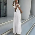 thumbnail image 4 of Women's Sexy Spaghetti Strap Backless Maxi Dress Summer Bodycon Party Formal Long Dress Vacation Dress V Neck Maxi Dress Sexy Maxi Dress Women Casual Summer Casual Dresses for Women Summer Midi Dress, 4 of 5