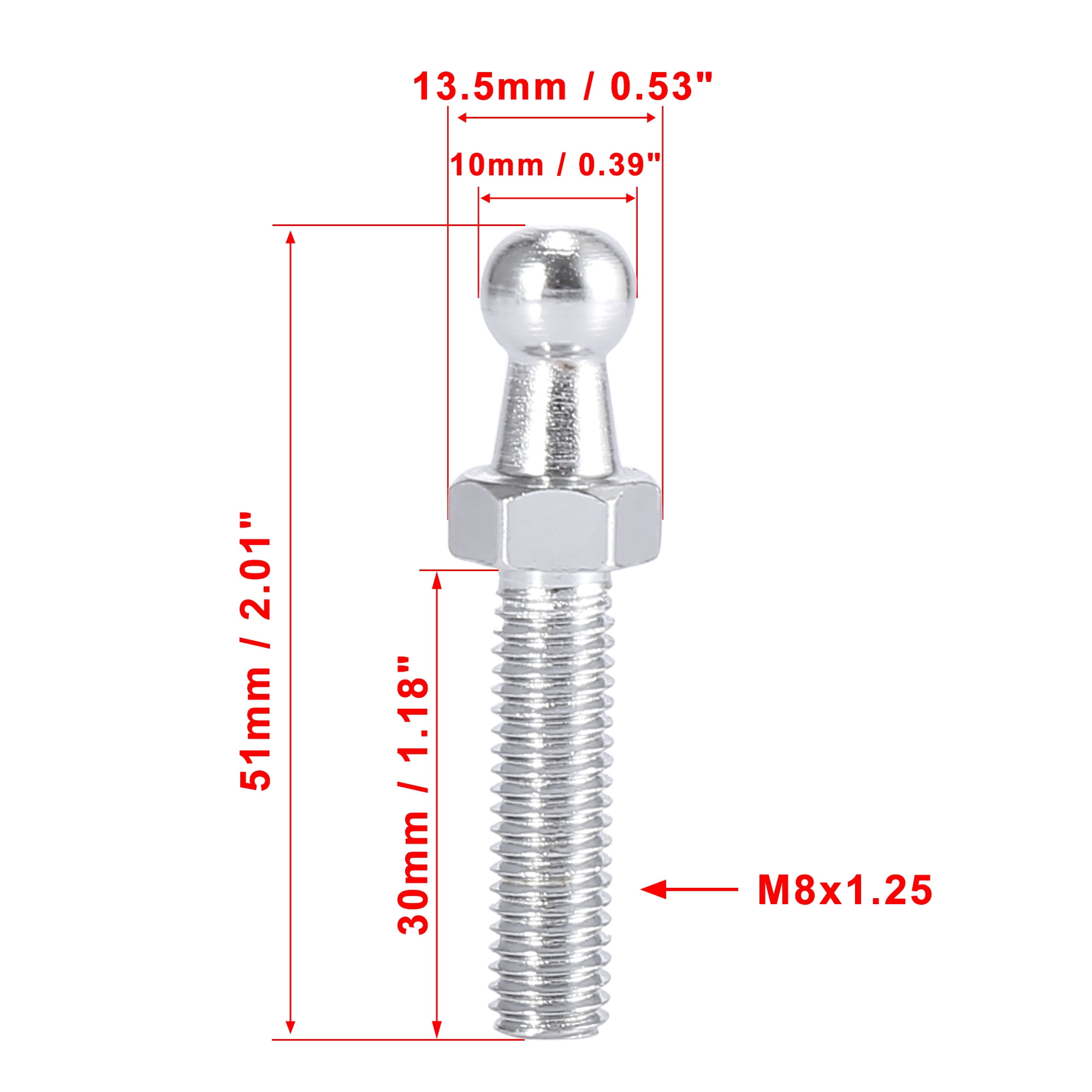 Unique Bargains 2 Set Car Gas Strut Ball Studs Kit 10mm M8x30mm