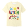 thumbnail image 2 of Girls' Tops Autism Awareness Day Short Sleeve Ribbed Tee Girls Clothes Beige 3-4 Years, 2 of 2
