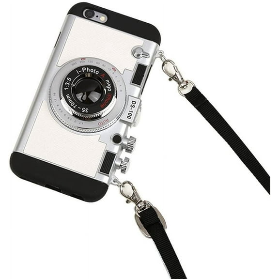 Emily in Paris Phone Case for iPhone 7/8 Case 3D Vintage Camera Soft Silicone iPhone Case with Lanyard Long Removable Shockproof Protective Case Cover for Men Women Boys Girls, Black
