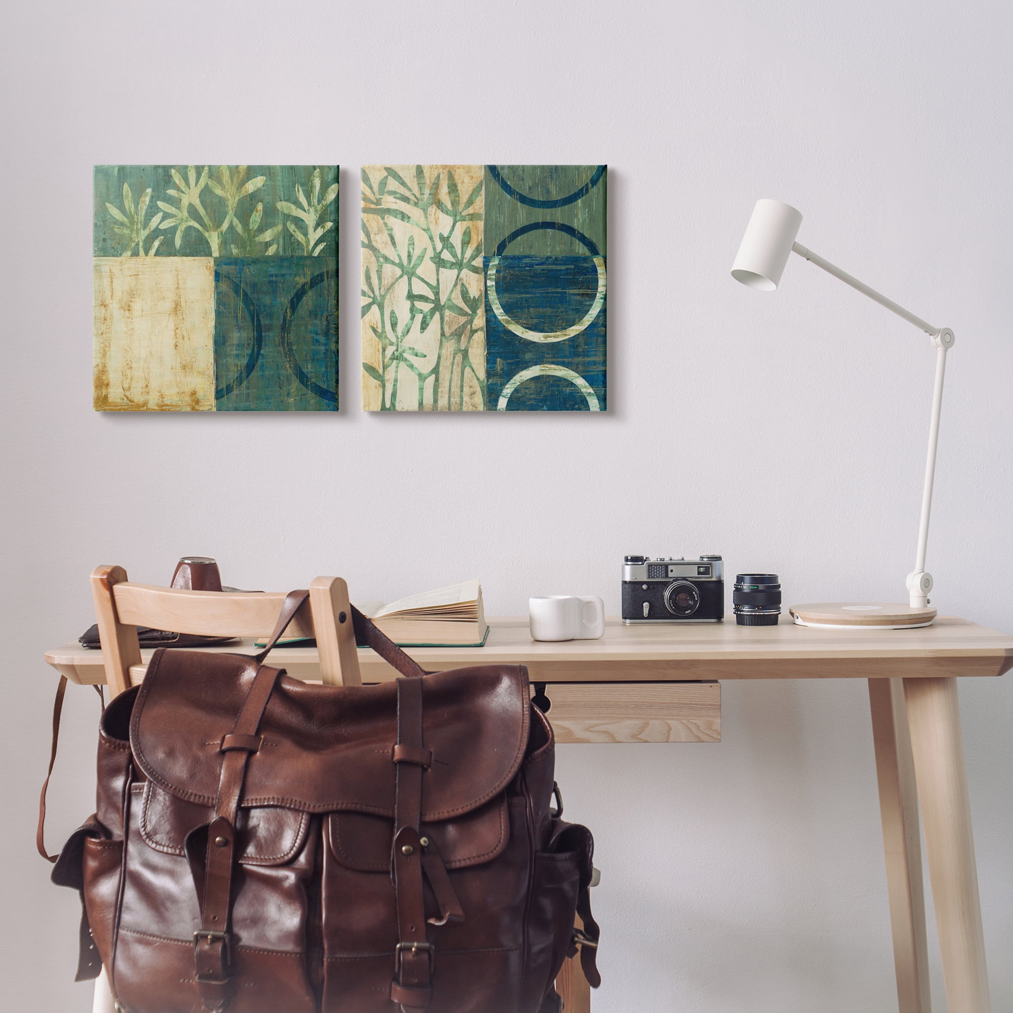 Stupell Industries Modern Botanical Shapes Abstract Painting Gallery Wrapped Canvas Print Wall Art, 17 x 17, Set of 2