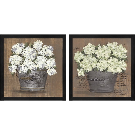 Great Art Now Heavenly Hydrangeas by Julie Norkus, 2 Piece Framed Art Set Each 13.25"W x 13.25"H