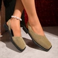 thumbnail image 4 of Rokment Metallic Glitter Closed Toe Mules Slingback Dressy Sandals for Women Stylish Casual Square-Toe Chunky Low Heels Slip on Walking Loafers Summer Fall Flat Dress Shoes Gold Size 6, 4 of 8