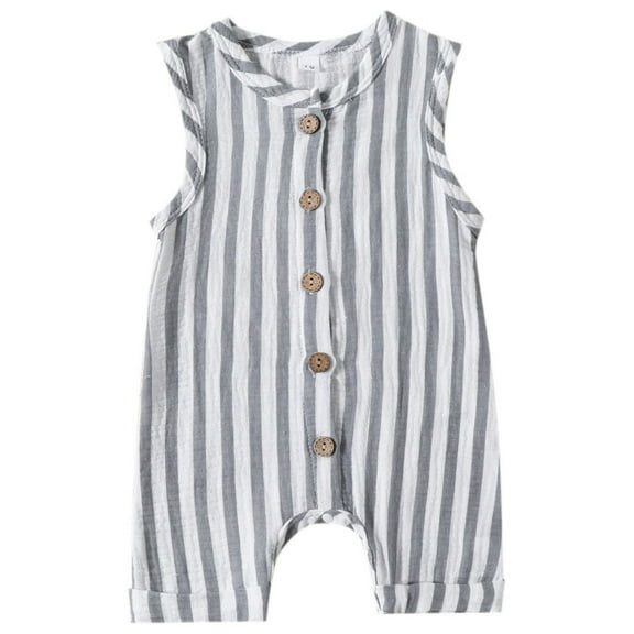 Ydojg Cute Bodysuits For Baby Toddler Boys Girls Sleeveless Striped Prints Pullover Romper Jumpsuit Clothes For 9-12 Months