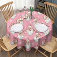 thumbnail image 3 of Pink Christmas Santa Pattern Round Tablecloth 60"x60",Wrinkle Wipeable Table Cloth for Kitchen Dining Room Picnic Patio Party, 3 of 6