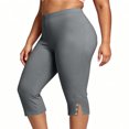 thumbnail image 2 of BUIGTTKLOP Plus Size Capri Leggings for Women High Waisted Yoga Capris Side Split Stretchy Pull on Cropped Workout Pants, 2 of 6