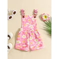 thumbnail image 2 of Nygoyerh Toddler Little Girls Summer Romper Overalls Floral Print Front Pockets Adjustable Straps Jumpsuit Kids Cute Sleeveless Shortall Playsuit 12M 18M 24M 3T 4T 5T, 2 of 7