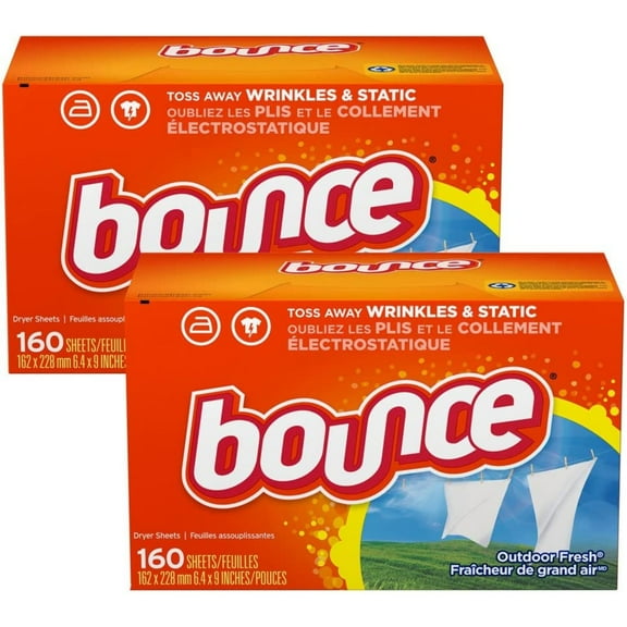 Bounce Fabric Softener Dryer Sheet Outdoor Fresh, 160 Sheets (Pack of 2)