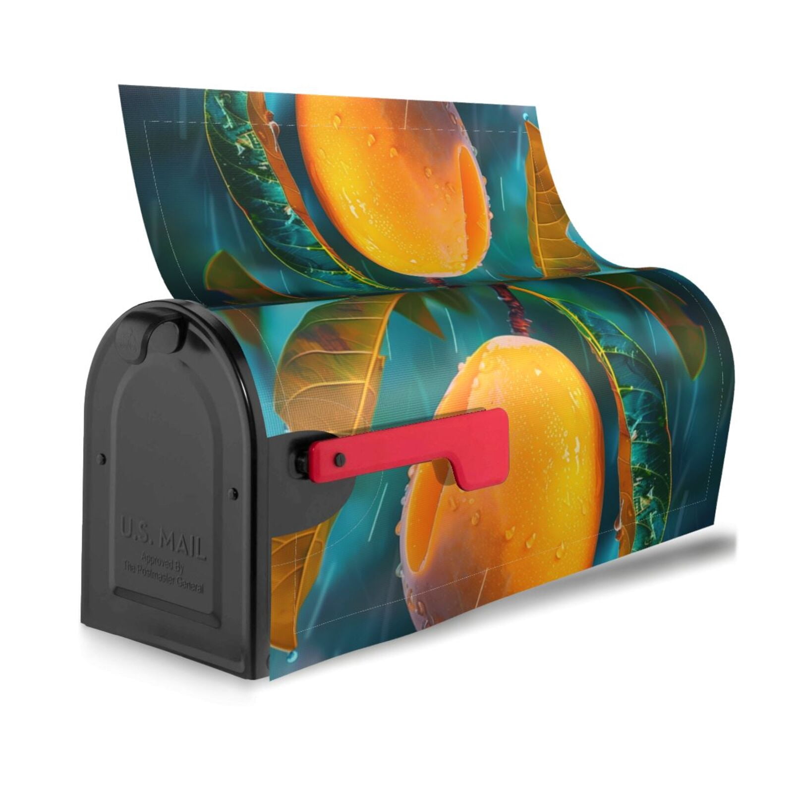 Rateoe Mango In The Rain Printed Mailbox Covers - Easy to Install Fall, Winter, Spring, Summer Mailbox Cover - Weather and UV-Resistant Mailbox Decor - Mailbox Magnetic Covers-25.5x21 in
