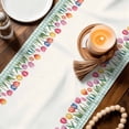 thumbnail image 3 of Spring Tulip Table Runner 72 Inches, Botanical Budding Flowers Green Lattice Bed Runner Dresser Scarves Tabletop for Indoor Outdoor Parties/Ceremony/Banquet, 16" x 72", 3 of 9