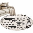 thumbnail image 2 of 3ft Washable Round Rug, Farmhouse Animal Non-Slip Circle Area Rug for Bedroom Bedside, Chicken Cow Pig Windmills Wood Grain Soft Indoor Floor Mat for Home Decor, 2 of 9