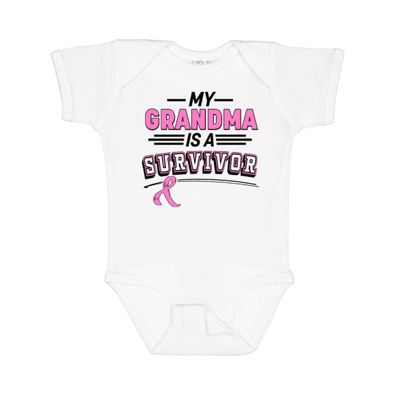 Inktastic My Grandma is a Survivor Breast Cancer Awareness Boys or Girls Baby Bodysuit