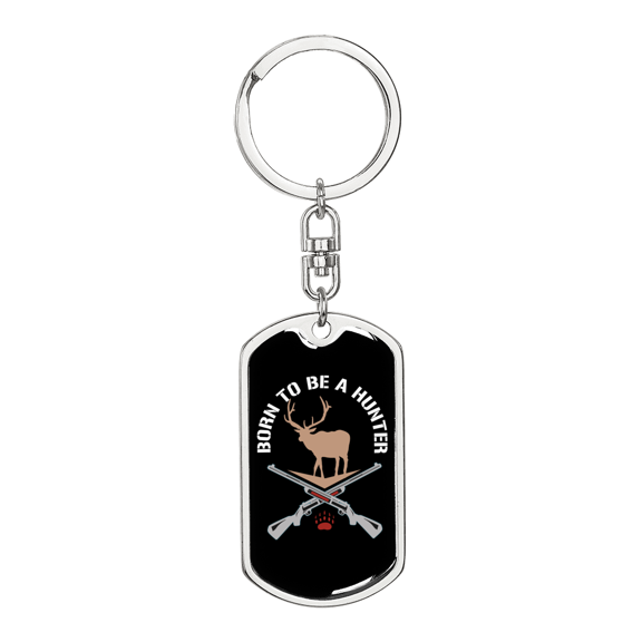Born To Be A Hunter Hunter'S Keychain Stainless Steel or 18k Gold Dog Tag Keyring