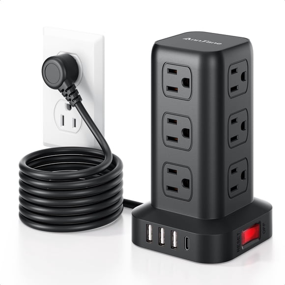 Protector contra sobretensiones Power Strip AnnTane de 6.5 pies con 12 tomas de corriente alterna