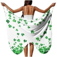 thumbnail image 2 of LEKWK 1 Piece Multi-Way Beach Sarong for Women Shamrock Clover Pattern Tummy Control Sheer Wrap Skirt Modest Cover up Dress for Summer Holiday Outfits, 2 of 8
