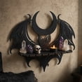 thumbnail image 4 of Floating Wall Mounted Display Shelf, Halloween Wall Decor, Goth Wall Decor, Wood Wall Decor, 12X5.5 in Black Bat Shaped Wooden Display Rack for Spooky Home Accent, 4 of 5