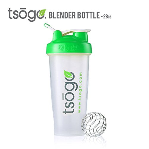 28oz Tsogo BlenderBottle Classic Shaker Bottle With Loop, Clear/Green