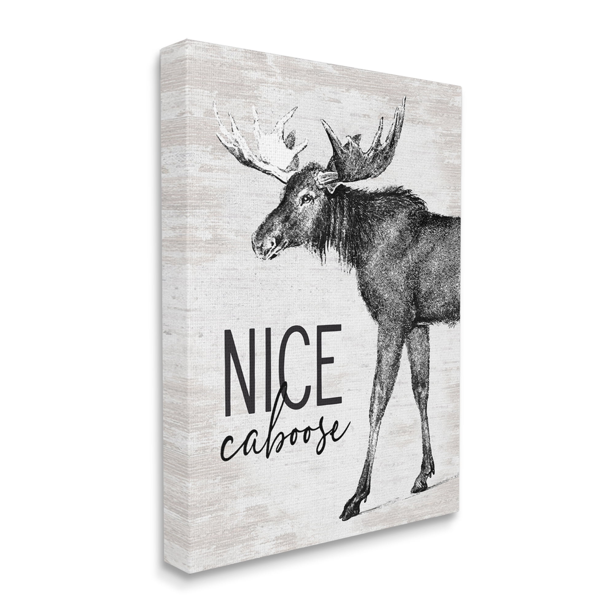 Stupell Industries Nice Caboose Lake House Bathroom Humor Moose Graphic Art Gallery Wrapped Canvas Print Wall Art, Design by Lettered and Lined