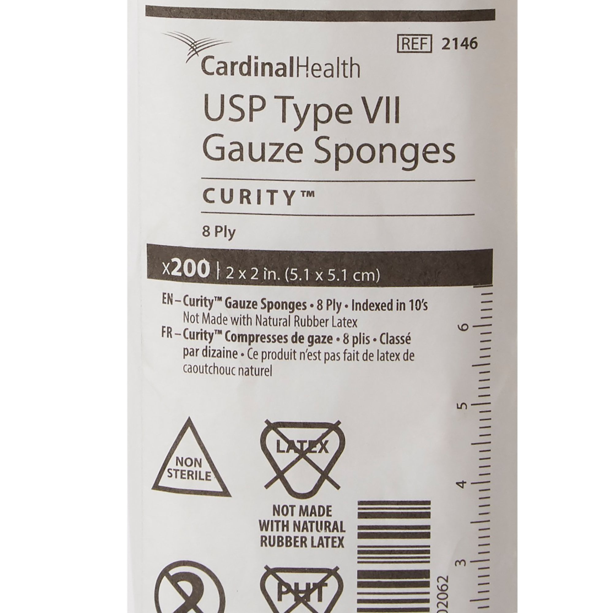 Curity USP Type VII Gauze Sponge 8-Ply Non-Sterile 2" x 2", 200 per Pack, 25 Packs, 5000 Total