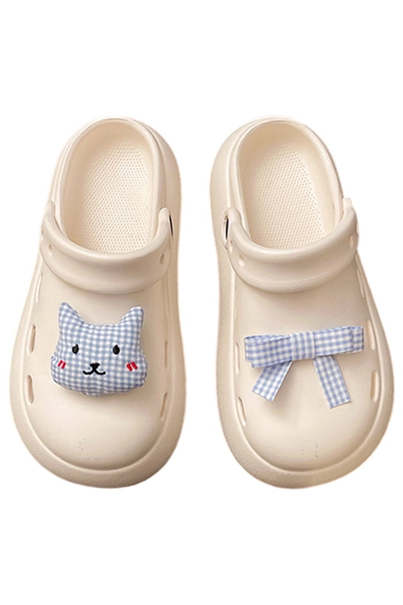 Toddler Girls Garden Clogs Shoes Kawaii Cartoon Cat Design Closed Toe Shoes Beach Pools Slippes Kids Non Breathable Soft Comfortable Casual -On Hole Shaped Shoes Us Size:2