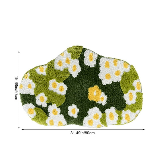 HOARBOEG Moss Rug Floral Area Rugs Plant Flowers Bathroom Rug Cute Green Forest Leaf Bath Shower Mat Soft Microfiber CarpetFloor Mat Doormat Gift Decorative Pad