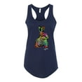 thumbnail image 2 of Wild Bobby, Colorful Rainbow Rabbit Animal Lover Ladies Racerback Tank Top, Navy, X-Large, 2 of 3