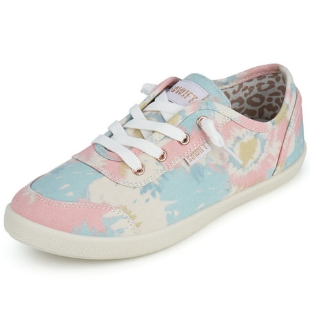 JENN ARDOR Womens Canvas Shoes Lace-up Fashion Sneakers Walking Shoes Flats