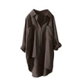 thumbnail image 1 of Chemises à Boutons pour Femmes Manches Longues Retroussables Ourlet Haut-Bas Blouse Décontractée, 1 of 3
