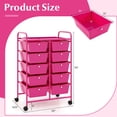 thumbnail image 3 of Gymax 10-Drawer Storage Cart Utility Rolling Trolley Kitchen Organizer Hot Pink, 3 of 10