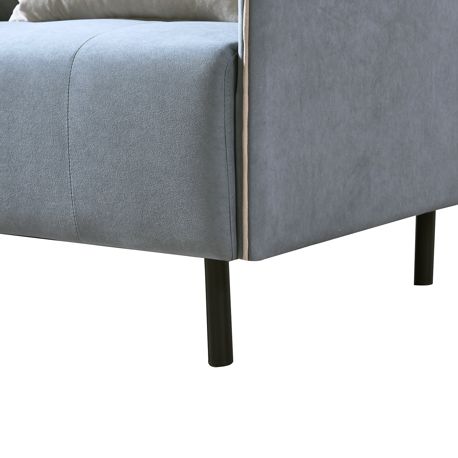 Kadyn U-Shaped Sectional Sofa with 2 Removeable Ottoman and 4 Pillows, Suede Free Combination Sectional Couch, Modern Suede Sofa Set for Living Room, Light Grey
