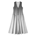 thumbnail image 7 of Guieoi Summer Dresses for Women under $10 Plus Size Flowy Buttoned Cotton-Linen Loose Pocket Sleeveless Printed Gradient Maxi Dress Gray M, 7 of 7