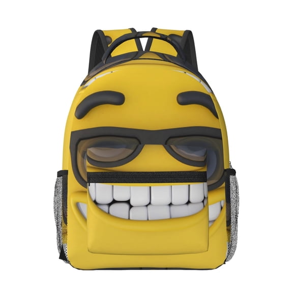 Honeii Smiling With Sunglasses Print Backpack for School,15.6 inch Laptop Back Pack for High School and College Students, Waterproof Computer Bookbag-One Size