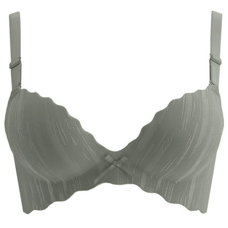 Yyeselk Seamless Bras for Women Push Up Adjustable Straps Wireless Bras Full Coverage Breathable Bra Low Cut Comfy Sexy Bralettes Green 36/80AB