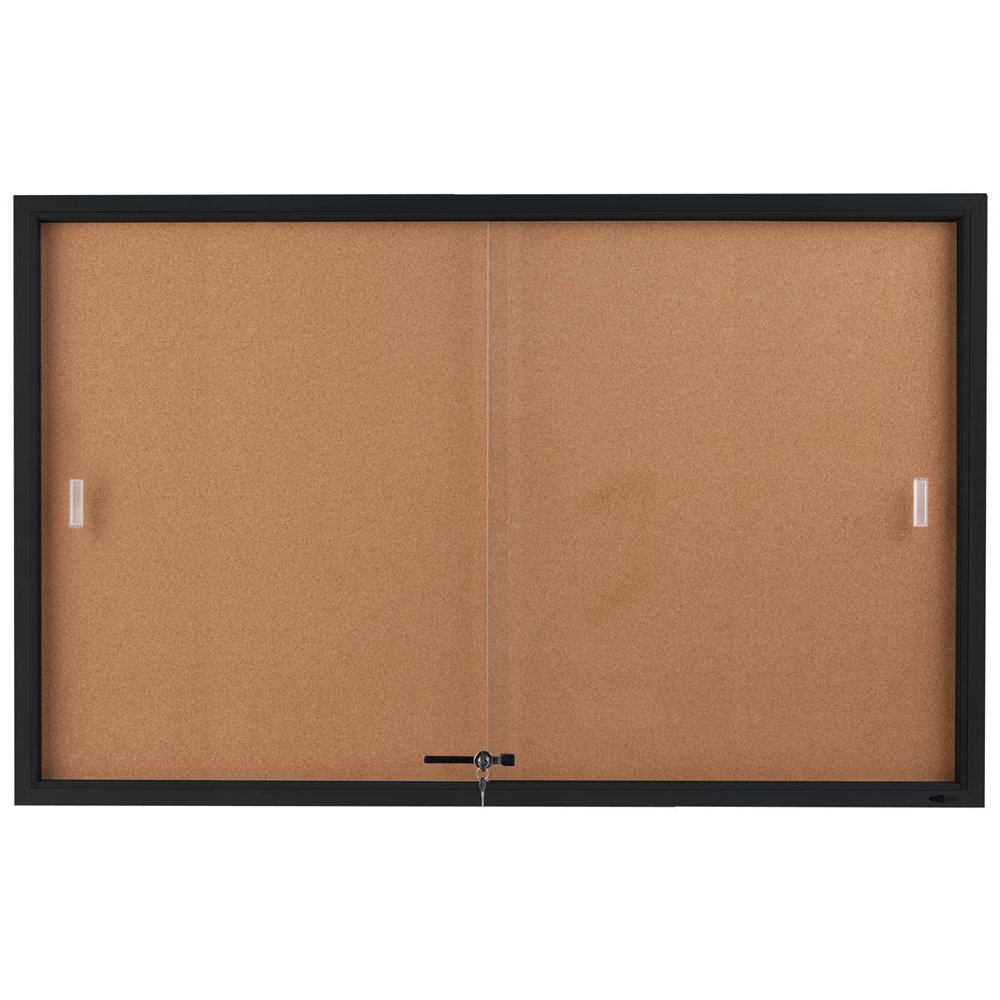 Enclosed Sliding Door Cork Bulletin Board, 5 x 3 Feet, Self-healing ...