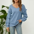 thumbnail image 6 of ZyeKqe Long Sleeve Shirts for Women Casual V Neck Loose Fitted Tunics Ruffle Solid Color Dressy Oversized Basic T Shirt, 6 of 6