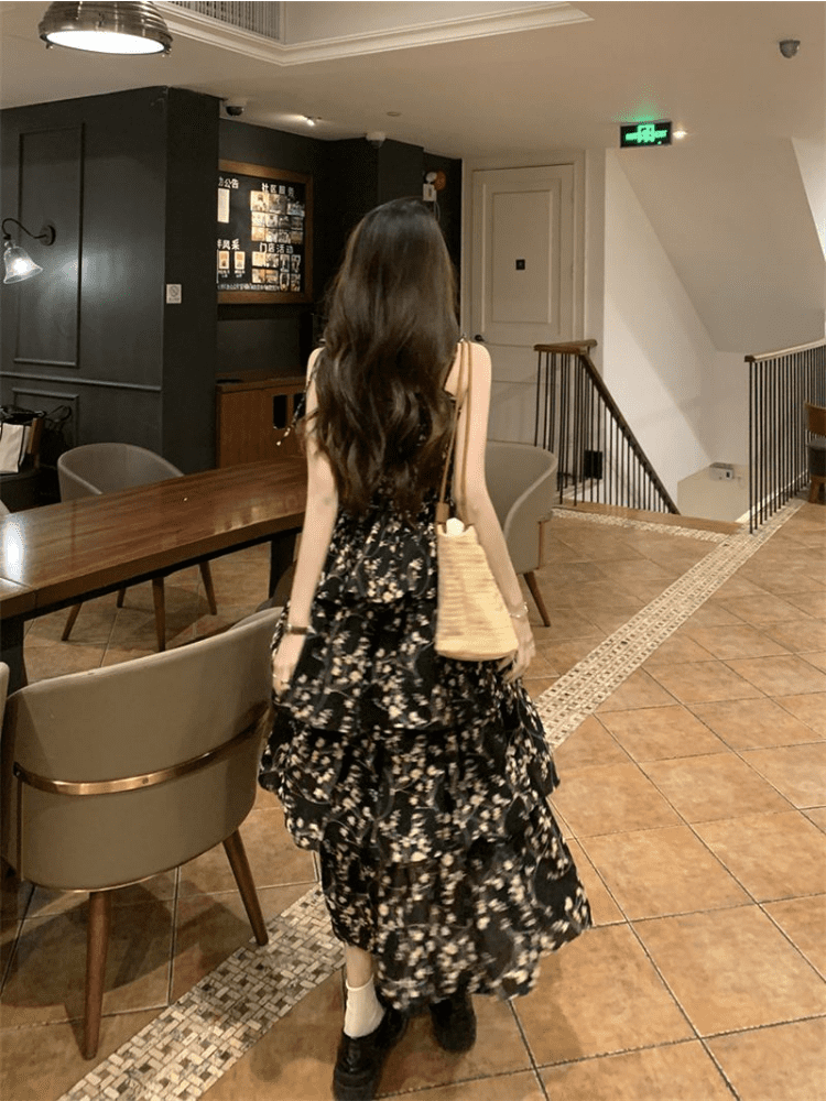 Y2k Korean Style One Piece Floral Dress Women Vintage Elegant Layered High Waist Black Long Slip Fairy Dresses Summer Lovely Gift XXL Y2k Korean Style One Piece Floral Dress Women Vintage Elegant Layered High Waist Black Long Slip Fairy Dresses Summer Lovely Gift XXL