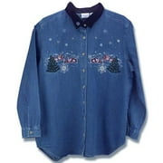 Winter Village Embroidered Denim Shirt