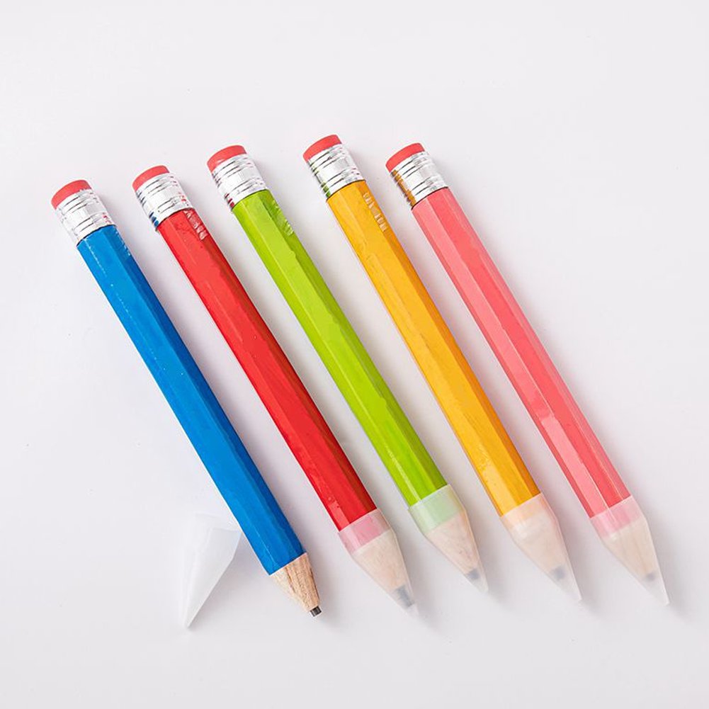 Hzzsbu 5 Pcs Wooden Jumbo Pencils, Novelty Big Pencil with Eraser Huge Giant Pencil Large Pencil for s Home Preers