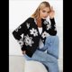 thumbnail image 5 of Cárdigan de Punto con Estampado Floral y Botones para Mujer, Cuello en V y Hombros Caídos Negro XXL, 5 of 9