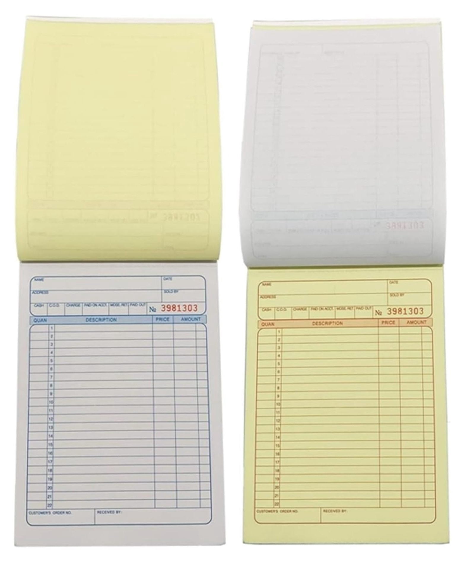 100 Pack Lot Small Sales Book Order Receipt Invoice Book Carbonless Copy (50 Sets 3.5" X 5.5")