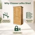 thumbnail image 5 of 63.2" Outdoor Storage Cabinet, Lofka  Lockable Doors Garden shed with Adjustable Shelves| Asphalt Roof| Ventilate Shutter, Wood Shed with Large Storage Space, Waterproof Roof for Garden, Natural, 5 of 15