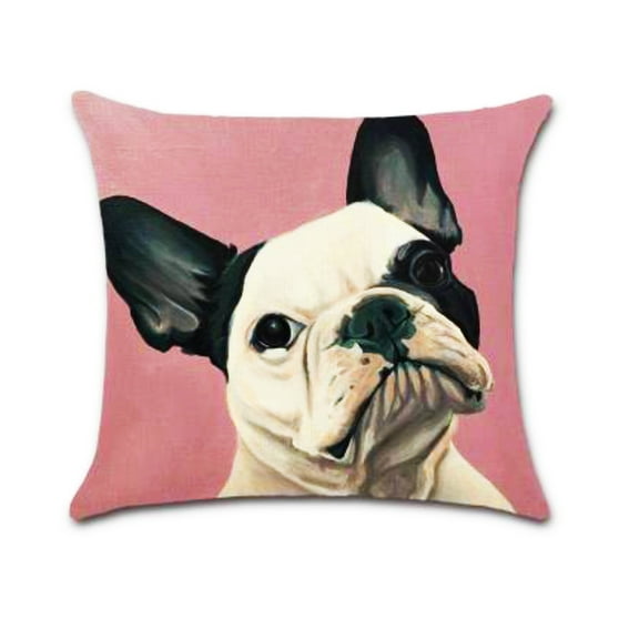 Set of 2 Pillow Covers 18x18, French Bulldog Design Sofa Throw Pillow Covers / Cotton Linen Fabric Decorative Indoor / Outdoor Throw Pillow Case Set 45x45cm