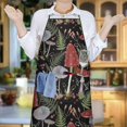thumbnail image 6 of Red Mushroom Fern Black Pattern Apron-Garden Aprons for Women with Pockets-Cotton Linen Waterproof Kitchen Cooking Gardening Aprons Adjustable for Kitchen,Cooking,BBQ and Salon 33x27 Inch, 6 of 7