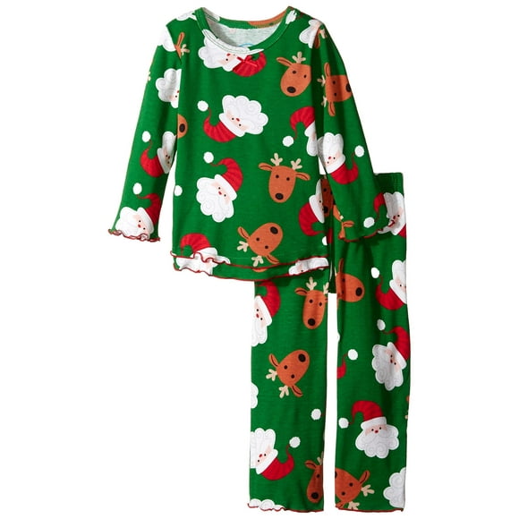 Sara's Prints Girls' Pajama Ruffle Top and Pant Sleepwear Set