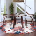 thumbnail image 3 of Independence Day Round Area Rug 6Ft Washable Circle Rugs for Bathroom Office, Gnomes American Flag Red Blue Flowers Non-Slip Carpet Floor Mats Indoor Outdoor Carpet Runner Aesthetic Home Decor, 3 of 8