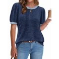 thumbnail image 2 of Women'S Textured Shirts Tops Short Cap Sleeve Shirts Loose Fit Summer Outfits Blue S, 2 of 9